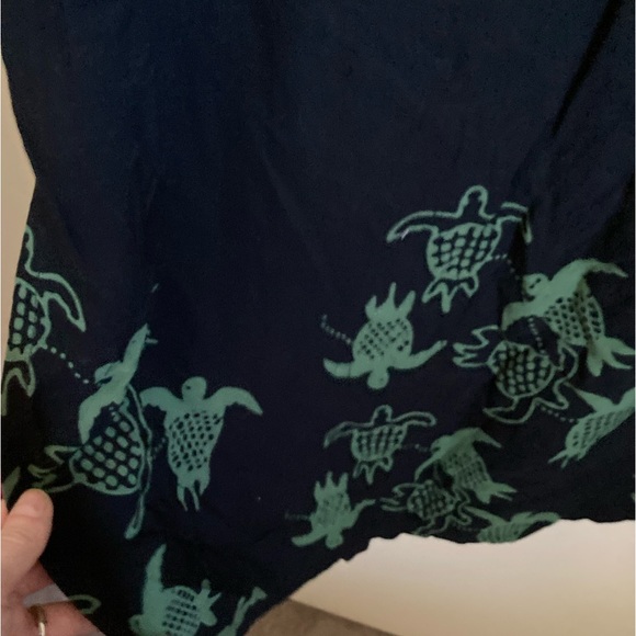 🌞Sunset Rose Short Sleeve Black w/Green Turtle Hawaiian Style Maxi Dress A - Picture 5 of 6